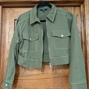 Lulus Crop Sage Denim Jacket - XS